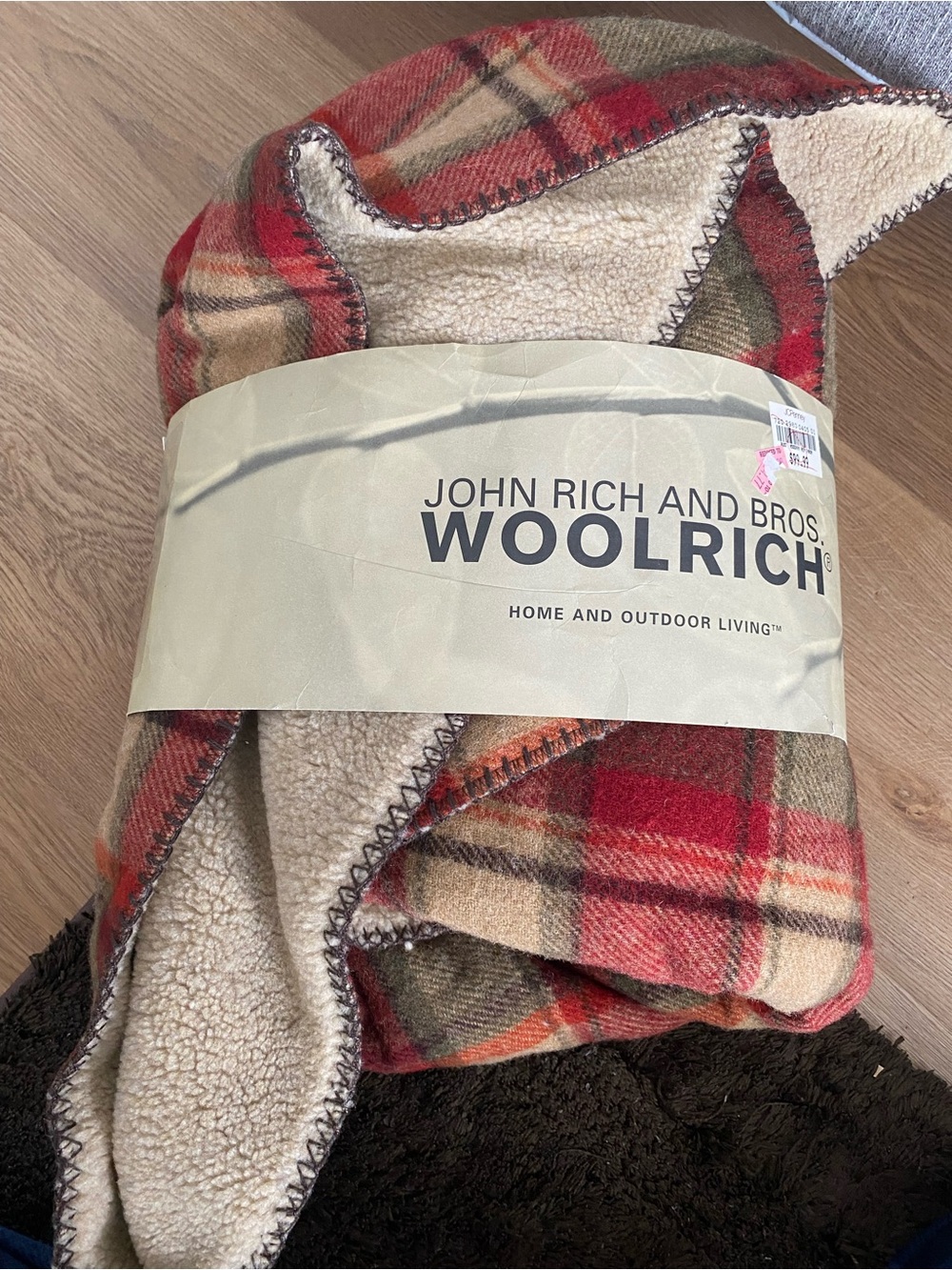 jcpenney Red and Tan Plaid Sherpa Throw Blanket